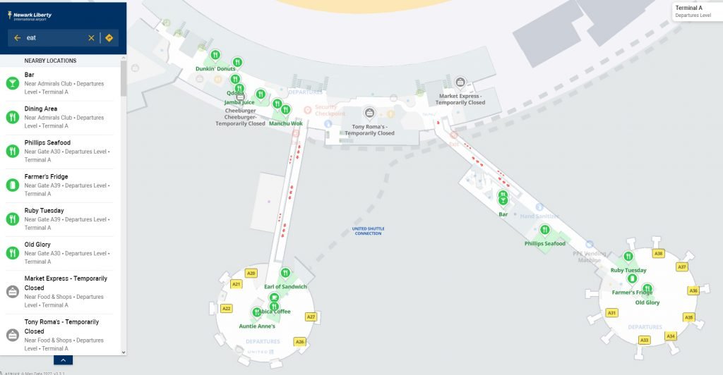 Terminal A Map Newark Liberty International Airport (EWR)