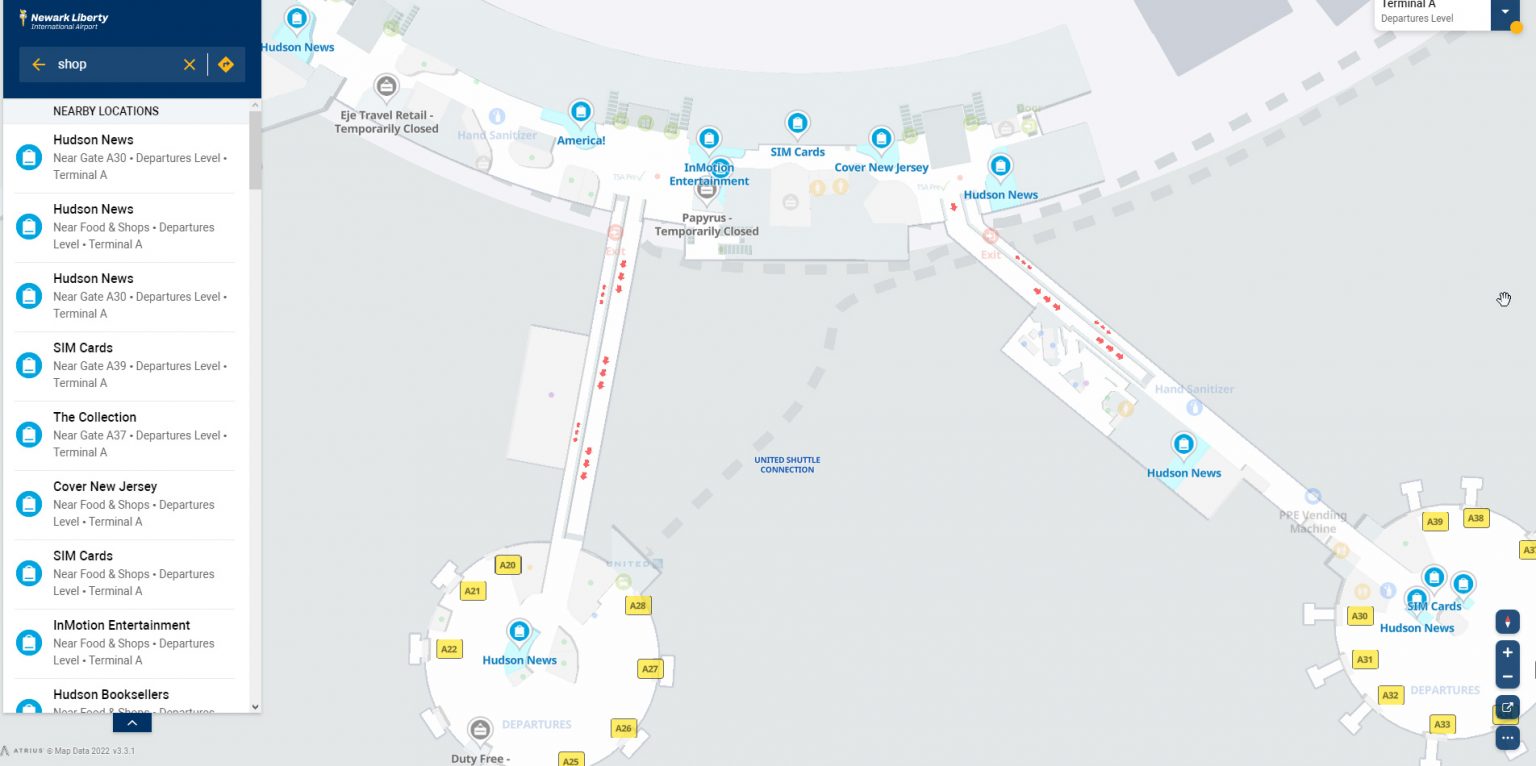 Terminal A Map Newark Liberty International Airport Ewr