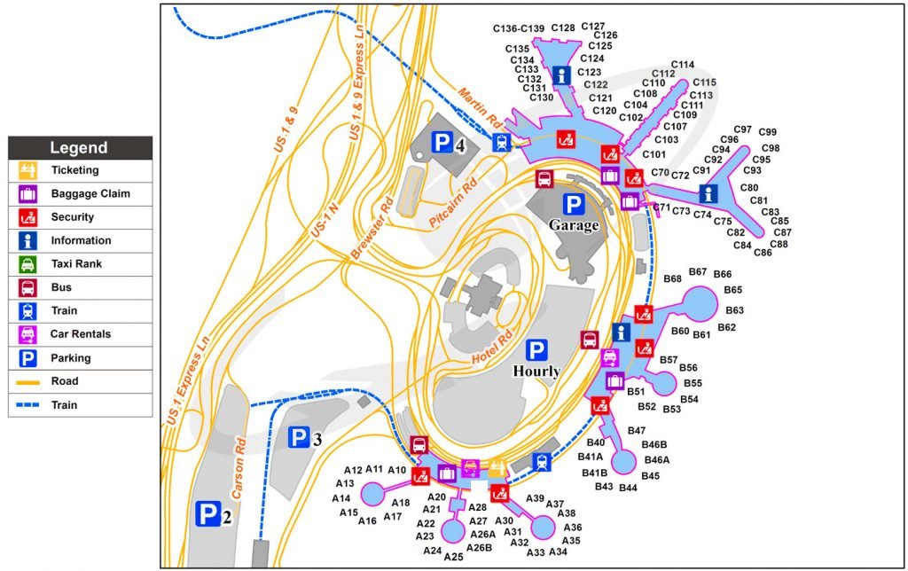 Terminals maps EWR Newark Liberty International Airport