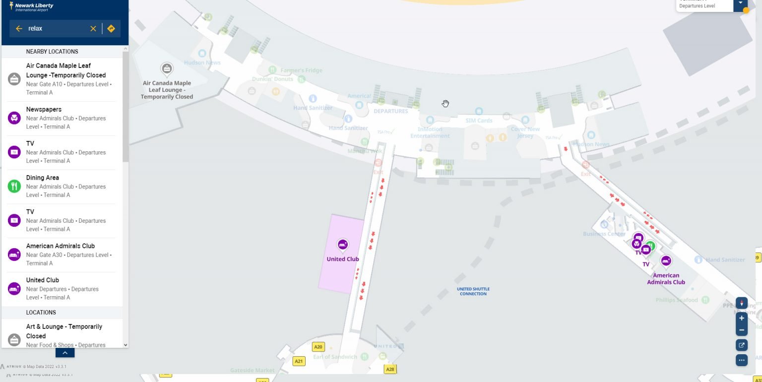 Terminal A Map Newark Liberty International Airport (EWR)