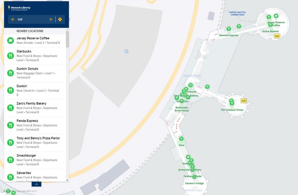 Terminal B Map Gate Newark Liberty International Airport