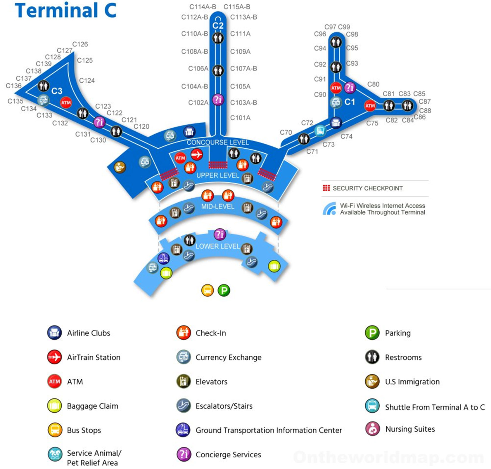 Sylvester Higgins News: Newark Airport Map Terminal C United Club
